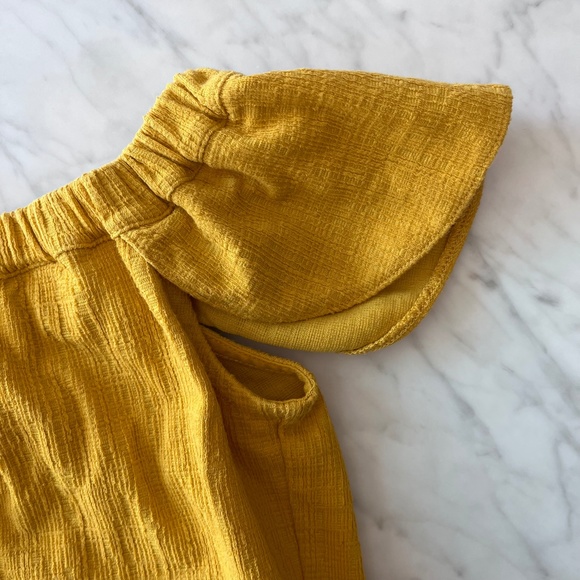 Madewell Texture & Thread Off the Shoulder Golden Yellow Summer Top - Si… - Picture 5 of 9
